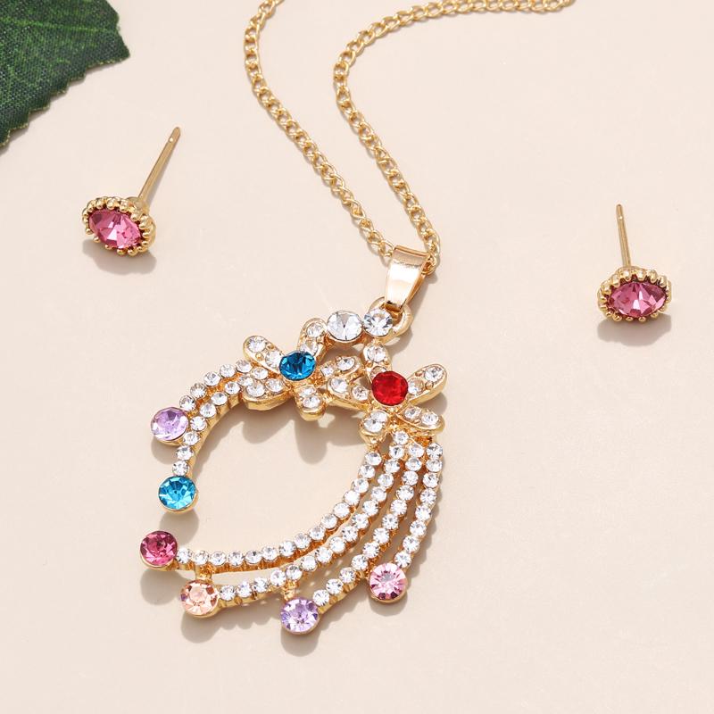 Culoarea elegantă auriu, cristal austriac, pandantive, coliere, cercei, flori de mireasă, seturi de bijuterii cu stras pentru femei