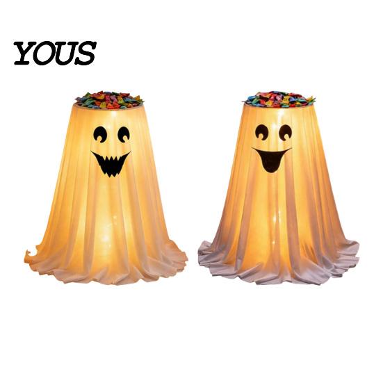 Reusable Party Accessory for Holiday Halloween Ghost Candy Bowl Stand with Remote Control, Large LED Lighted Indoor Decoration Supplies Cute