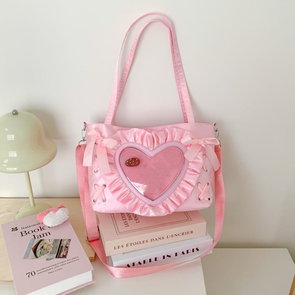 PU PVC Transparente Umhängetasche Schnürung Schleife Handtasche Kreative Anime Tragetasche Herren