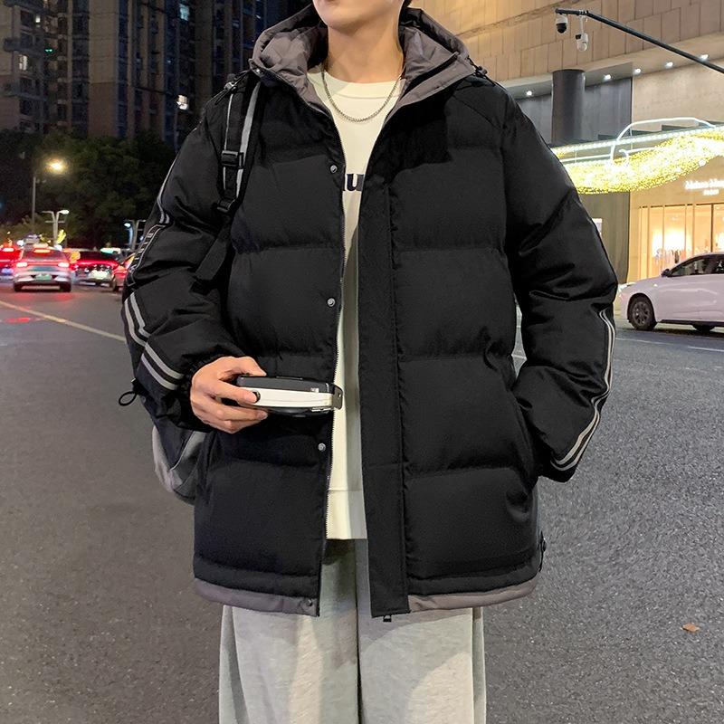 Hooded Down Cotton Jacket Men's Winter New Hong Kong Style Cotton Jacket Loose Plus Size Casual Padded Jacket Trendy Cotton Jacket