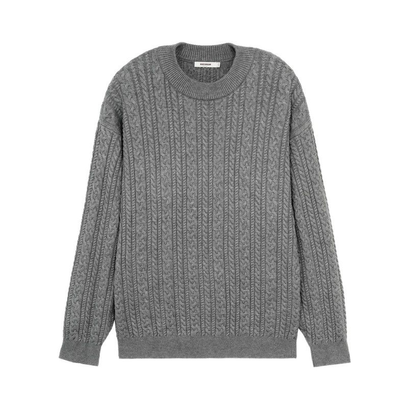 

Bodydream Anti-Pilling Chunky Cable Knit Sweater for Men with Silver Yarn, New Style Old Money Commuter Knitwear