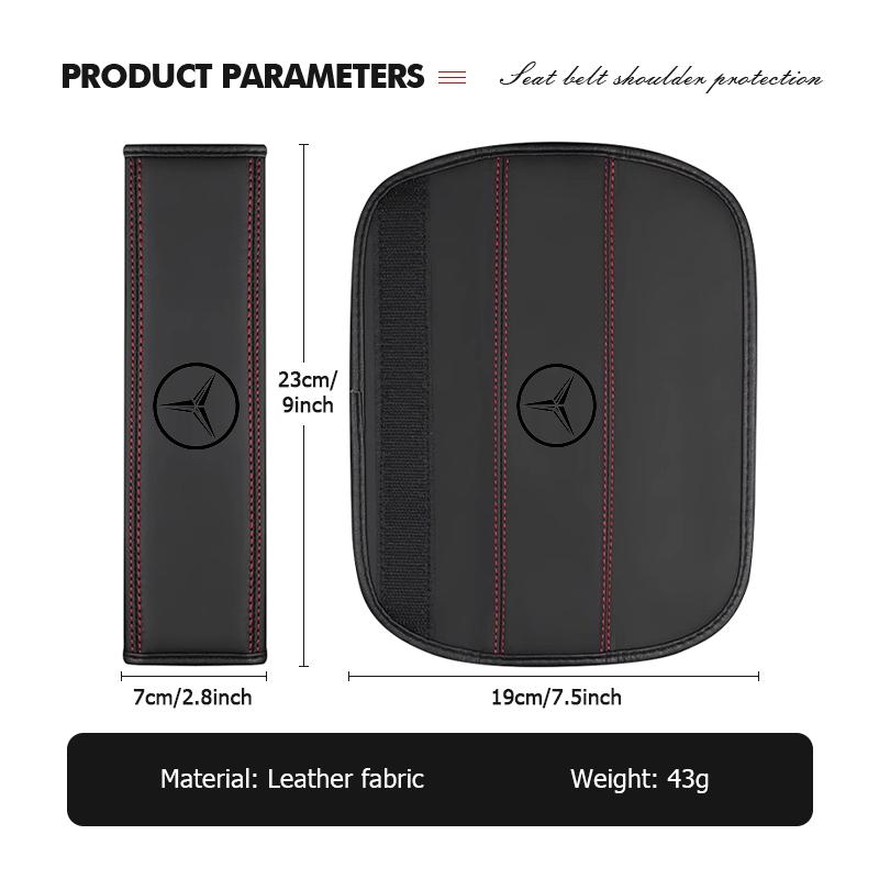 AABIB1 1/2PCS Car Styling Leather Seat Belt Shoulder Cover Protection Padsor Accessories For Benz AMG Exclusive A C E R V Class CLA CLS