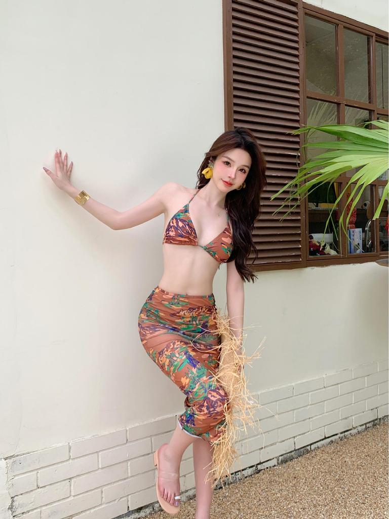 Women's Push-Up Bikini Swimsuit - Sexy Three-Piece Set for Small Chest, Perfect for Beach Vacations