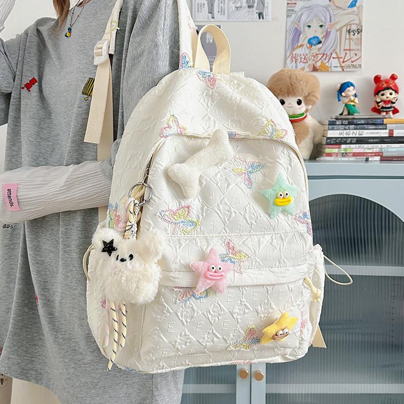 Embroidered Girls Butterfly Backpack With Waterproof Design For Travel School