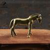 Antik brons Häststaty Skrivbordsdekorationer Massiv koppar Mikro-snideri Zodiakens hästfigurer Ornament Heminredningstillbehör