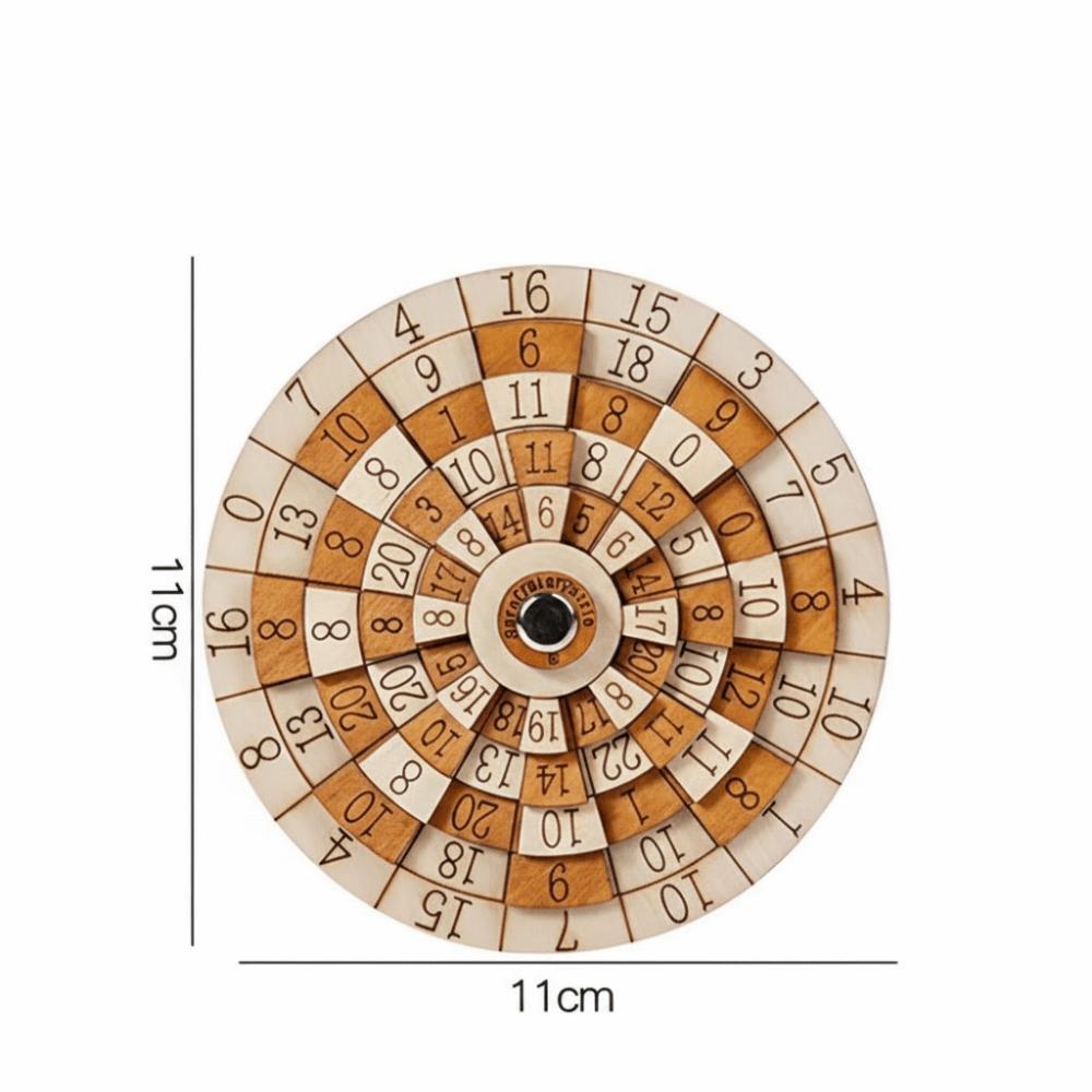Classic Number Wooden Puzzle Round Turntable Brain Teaser Toy Number Puzzle  Children Learning