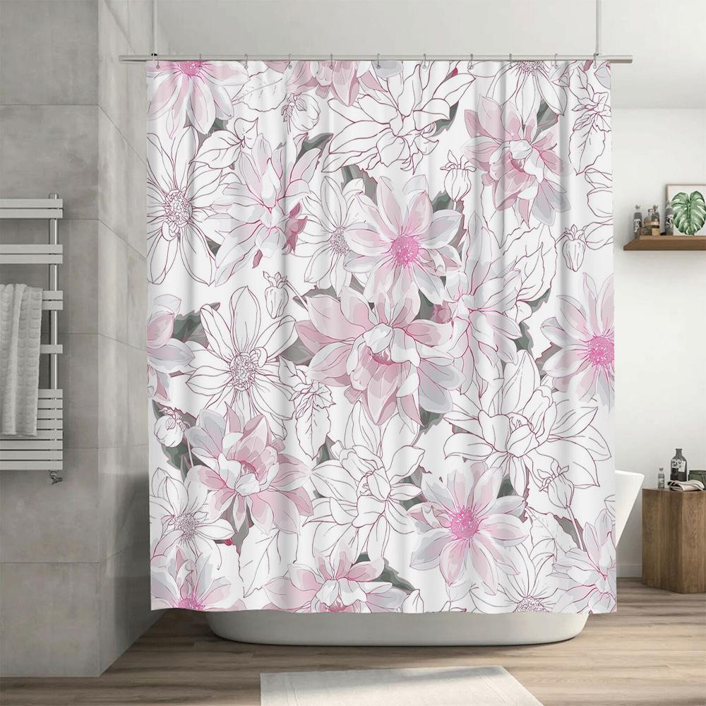 Whimsical Floral Bath Shower Curtain Pink Bloom Decor for Your Bathroom