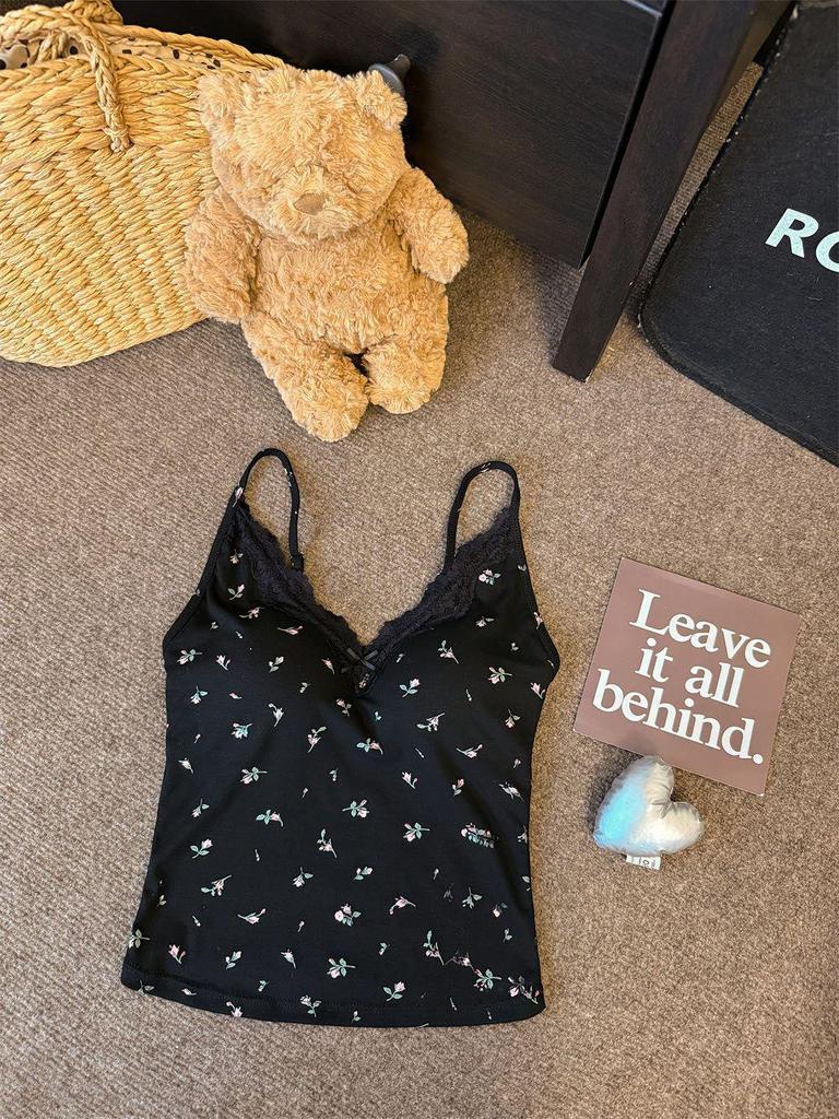Pure Desire Bloemen Kant Camisole met Borstkussentjes - Slank en Stijlvol Bandeau Topje