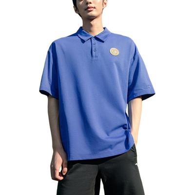 Solid Color Pullover Casual Short Sleeve Polo Shirt Men Tops May-Blue 952228103