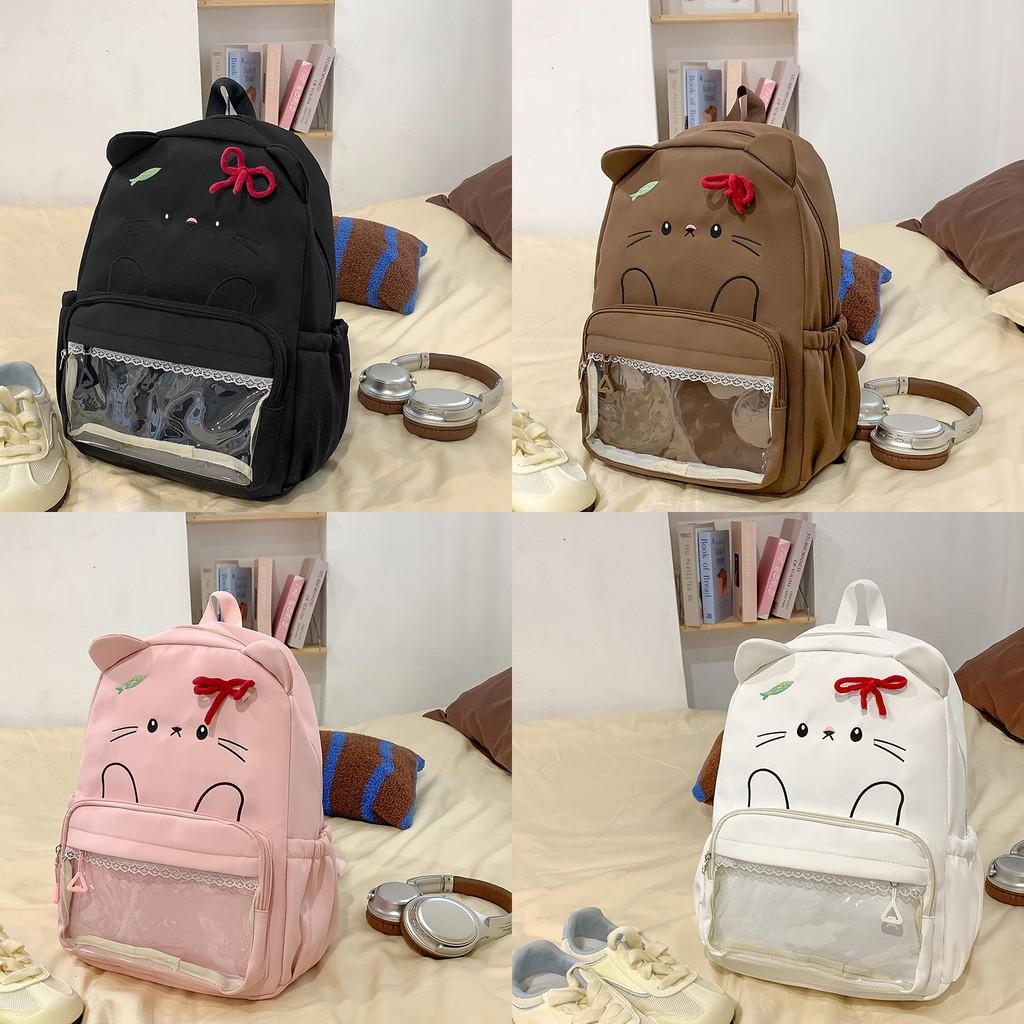 Bow Cute Cartoon Backpack For Teens With Nylon Material For Daily Use