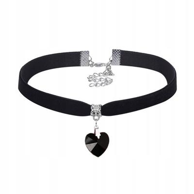 Klassische Choker-Halskette mit Kristall-Herzanhänger Gotisch Schwarz