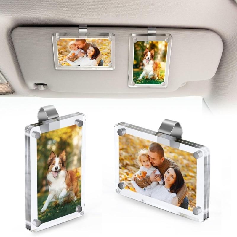 Multipurpose Car Sunvisor Frame Holder for Displaying Photos and Storing Small Items Like Cards for Organized Car Space