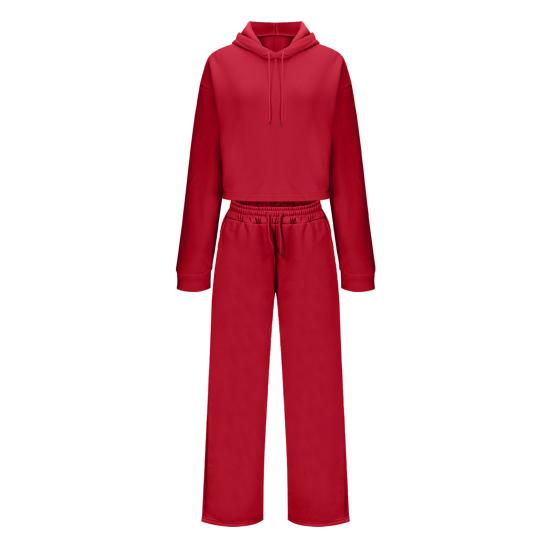 Women 2 Piece Outfits Long Sleeve Crop Hoodies Sweatsuits Casual Pullover Sweatshirts And Long Pants Set with Pockets
