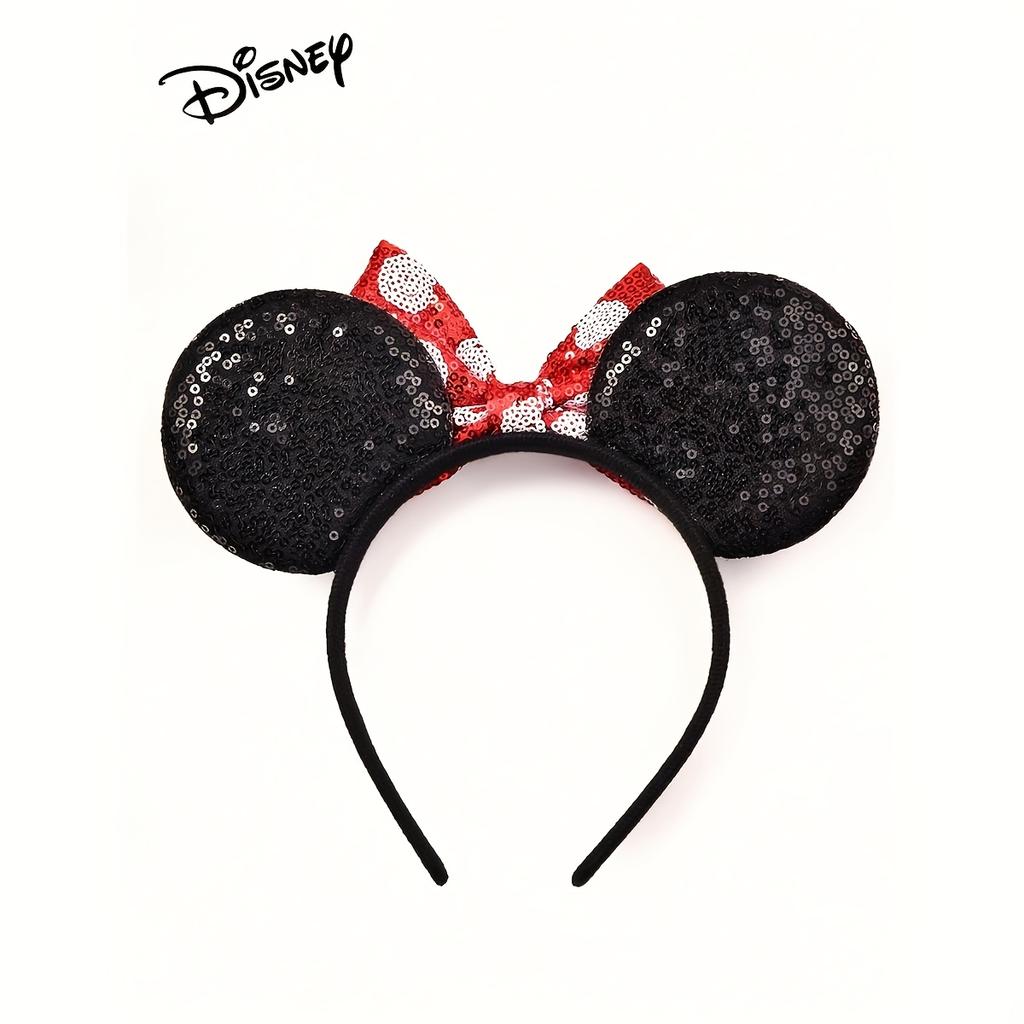 1 PC Disney Minnie Ears Headband with Red Polka Dot Bow | Cute Plastic Dress Up Headbands for Party, Costume Party