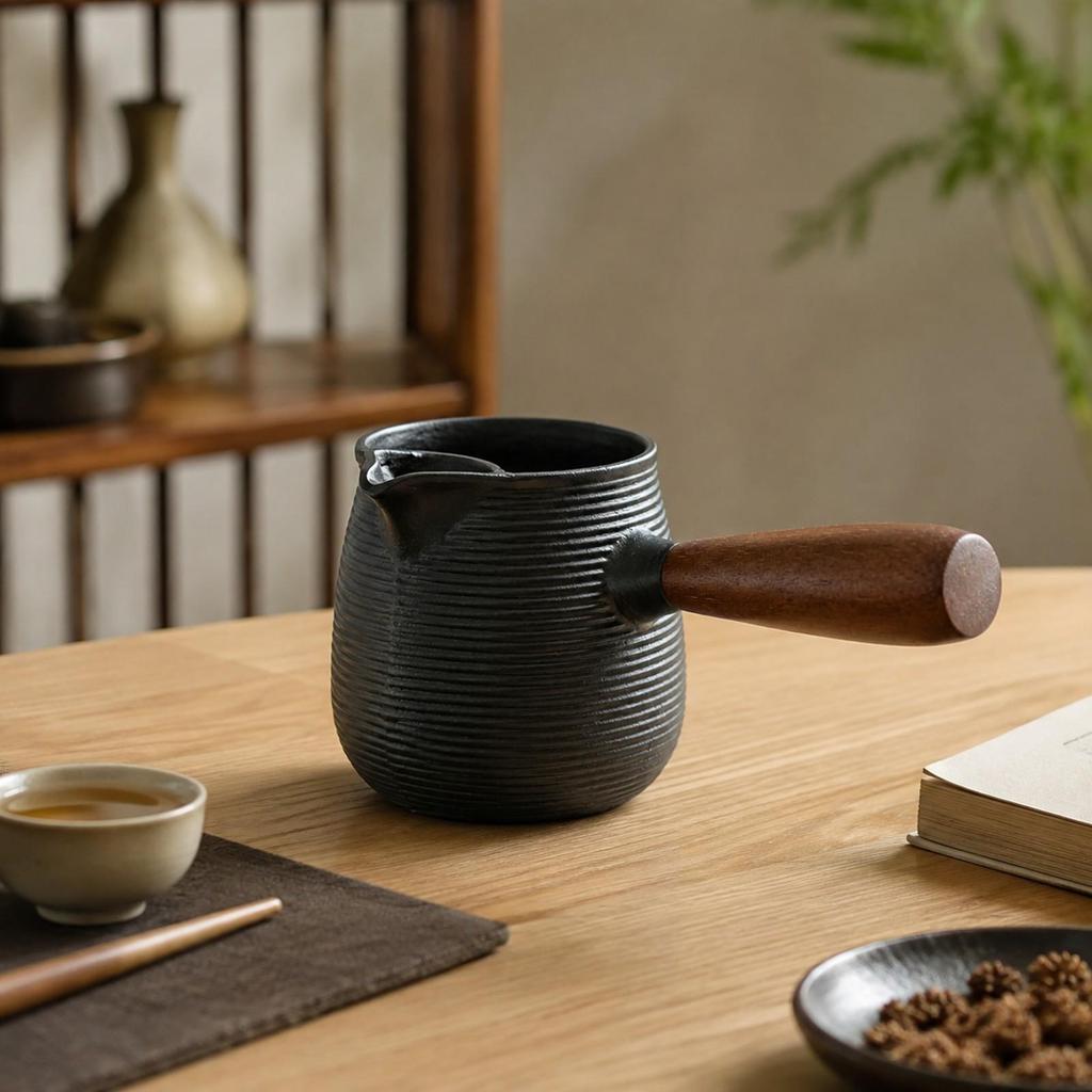 600 Ml Cast-Iron Teapot Equal Heating Distribution with Wooden