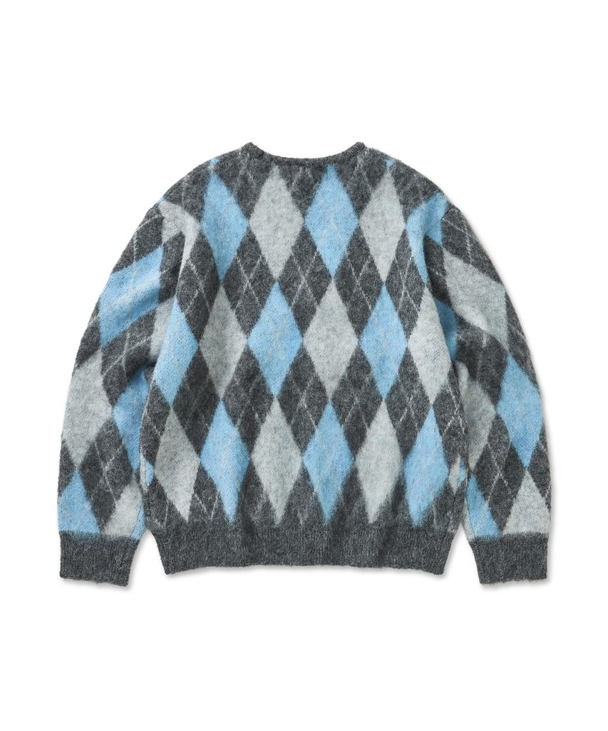 Cuznello Blend Argyle Cardigan_Charcoal