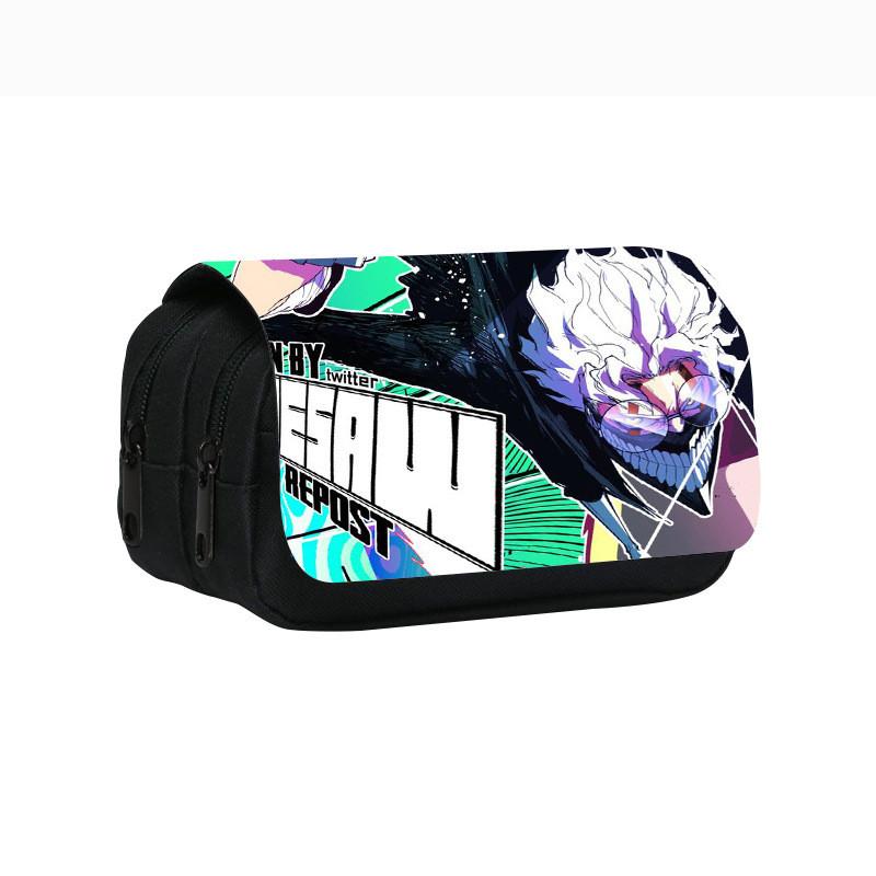 Dandadan Double Layer Pencil Case With Nylon Material For Students And School Supplies