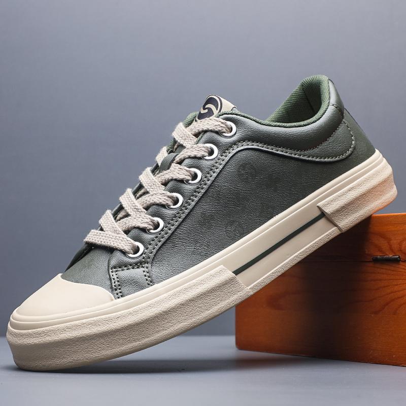 

Модные Мягкие Повседневные Кожаные Мужские Кроссовки Новинка Повседневная Обувь Спортивная Ходьба На Открытом Воздухе Обувь для Скейтборда Tenis Masculino SS25872 44 зелёный