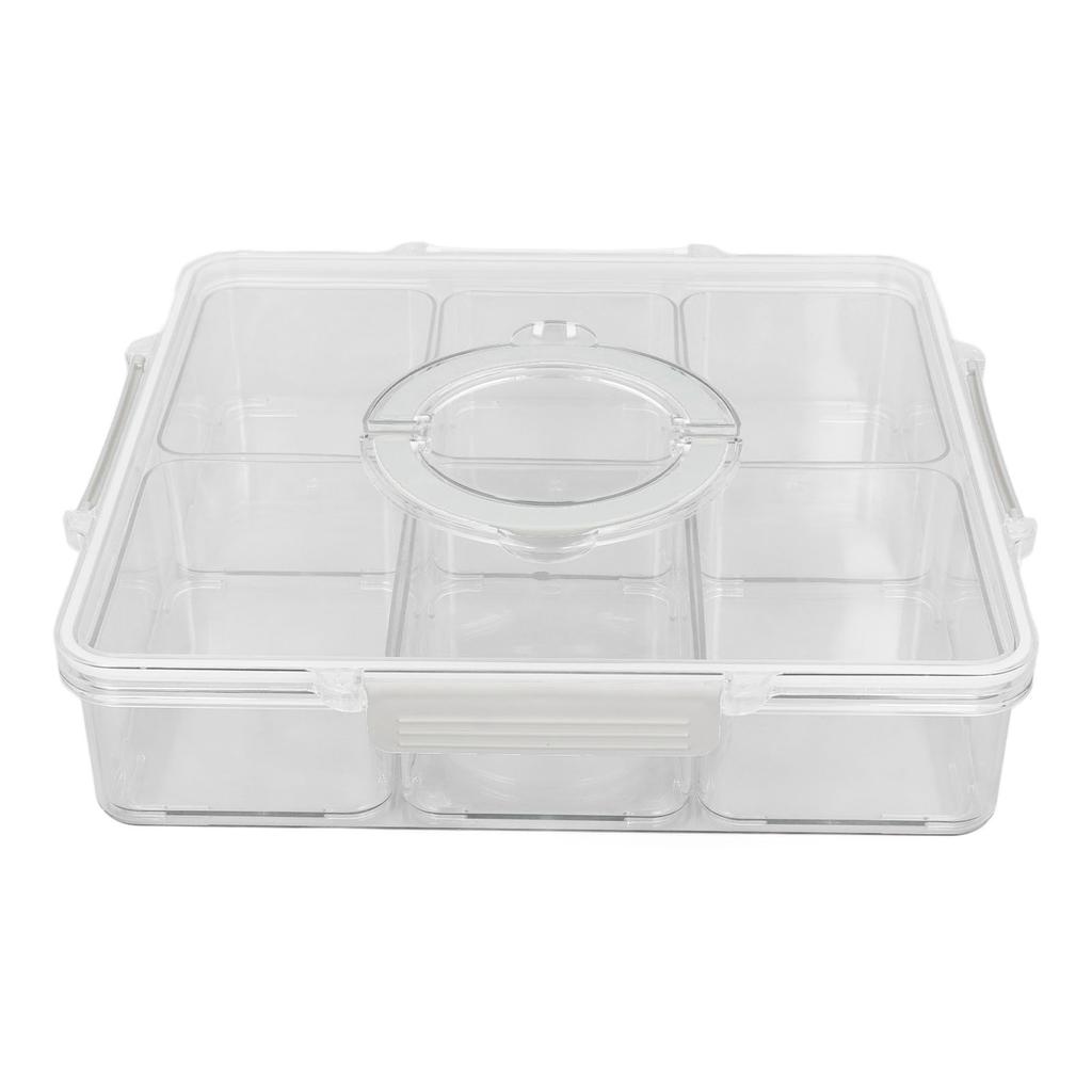Portable Snackle Box Container 6 Grids Snack Box Organizer Divided Serving Tray with Lid for Kitchen Fruits Candy