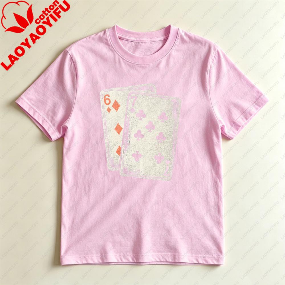 Playing Cards Design Unisex Tshirt Casual Summer Short Sleeve Cotton Fashion Harajuku Aesthetic Top For Gift