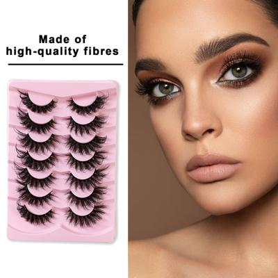 7 Pairs/Set False Eyelashes Natural Look 3D Wispy Curly Fluffy Messy Faux Mink Hair Reusable Women Fake Lashes Party Makeup Tools