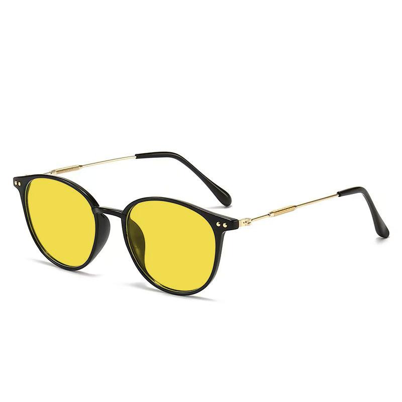 Women's INS Style Oversized Round Night Vision Myopia Glasses Stylish Anti-Glare Night Driving Eyewear with Minus Diopters