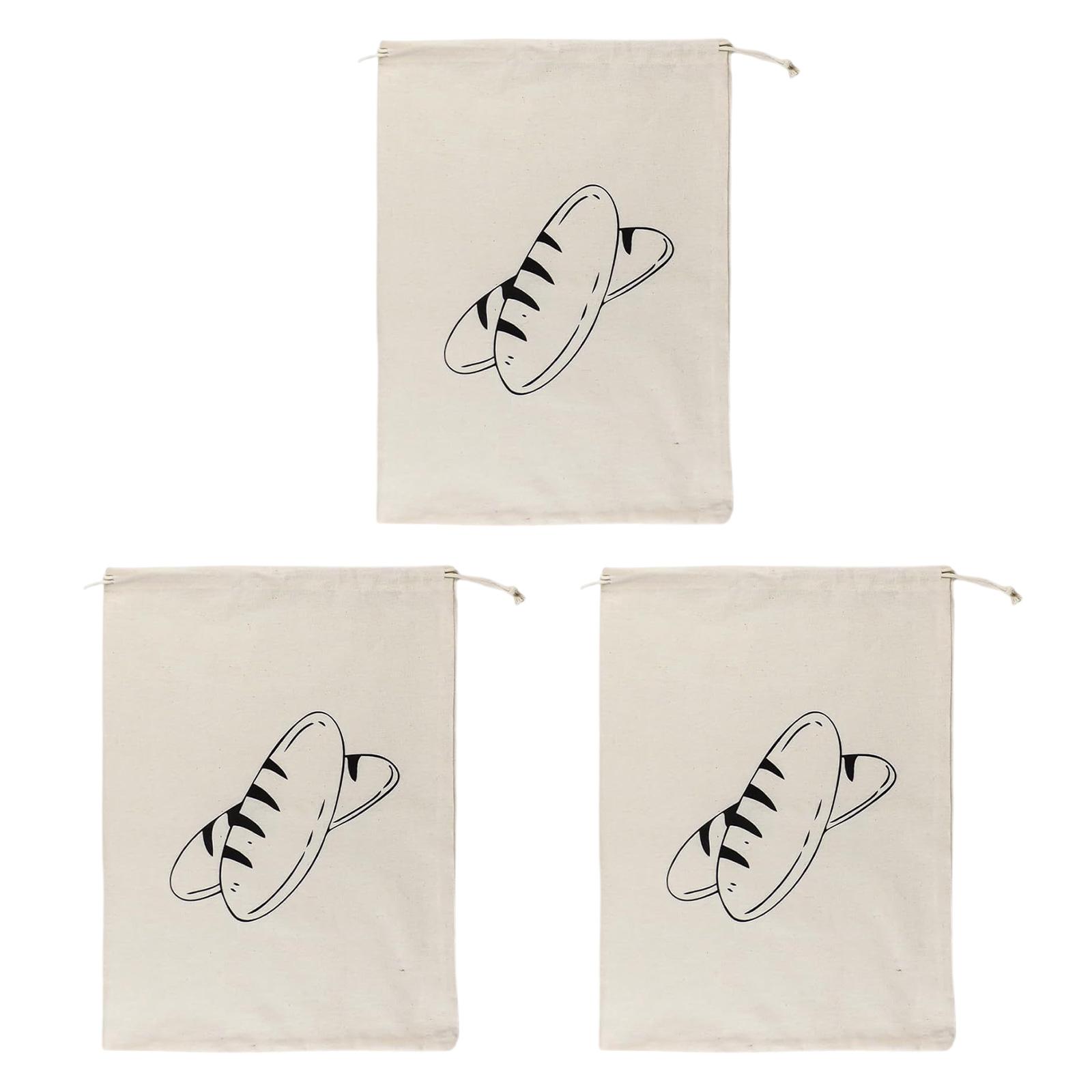 

Набор из 3 многоразовых льняных мешочков для хлеба, необработанные карманы с завязками для хранения хлеба, фруктов и овощей