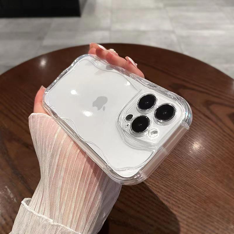 3D Wave Transparent Airbag Case for iPhone 15/14/13/12/11 Pro Max