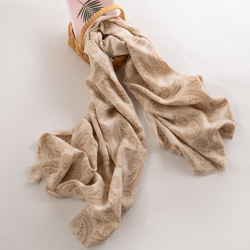 Strictly Select Cross-border Winter Temperament Imitation Cashmere Scarf Retro Versatile Cashew Flower Thick Velvet Warm Wholesale