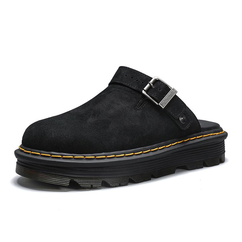 Martin ZebZag Unisex Suede Slip-on Mules with Thick Sole 45 чёрный