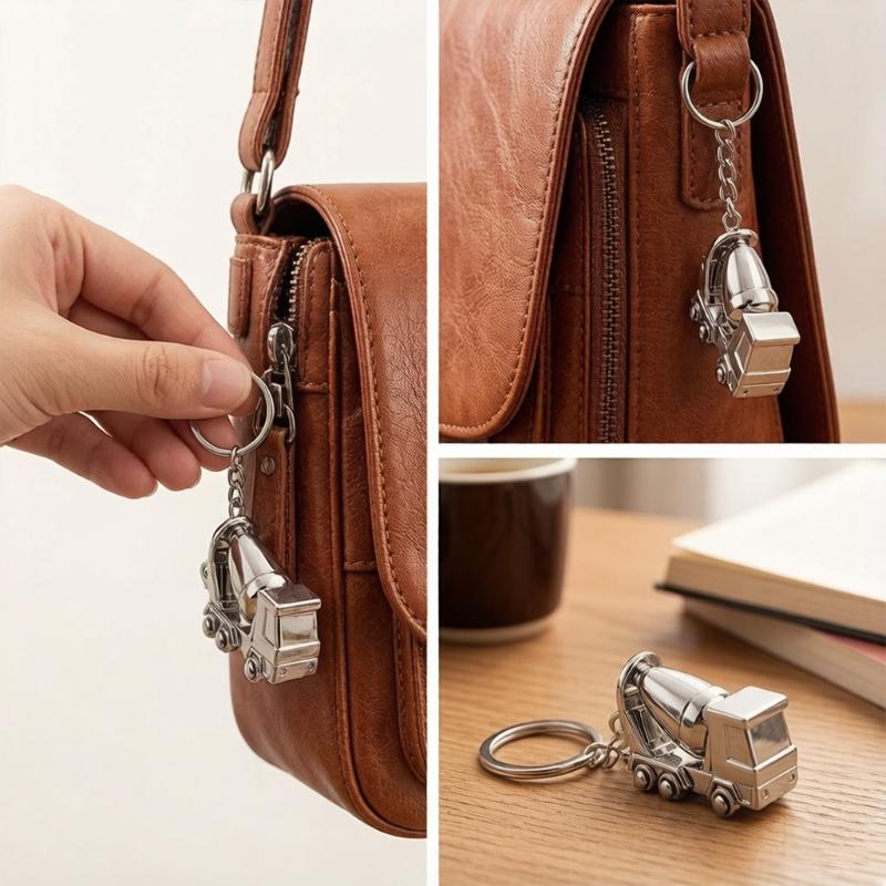 Compact 9.7cm Engineering Vehicle Keyring High Grade Alloy Craftsmanship For Practical And Decorative Use