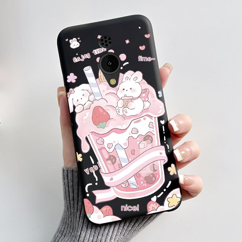 Phone Case For Nokia 150 2G 2023 Casing Luxury Cute Love Rabbit Funny Cartoon Black Matte Soft Silicone Shockproof Cover Shell