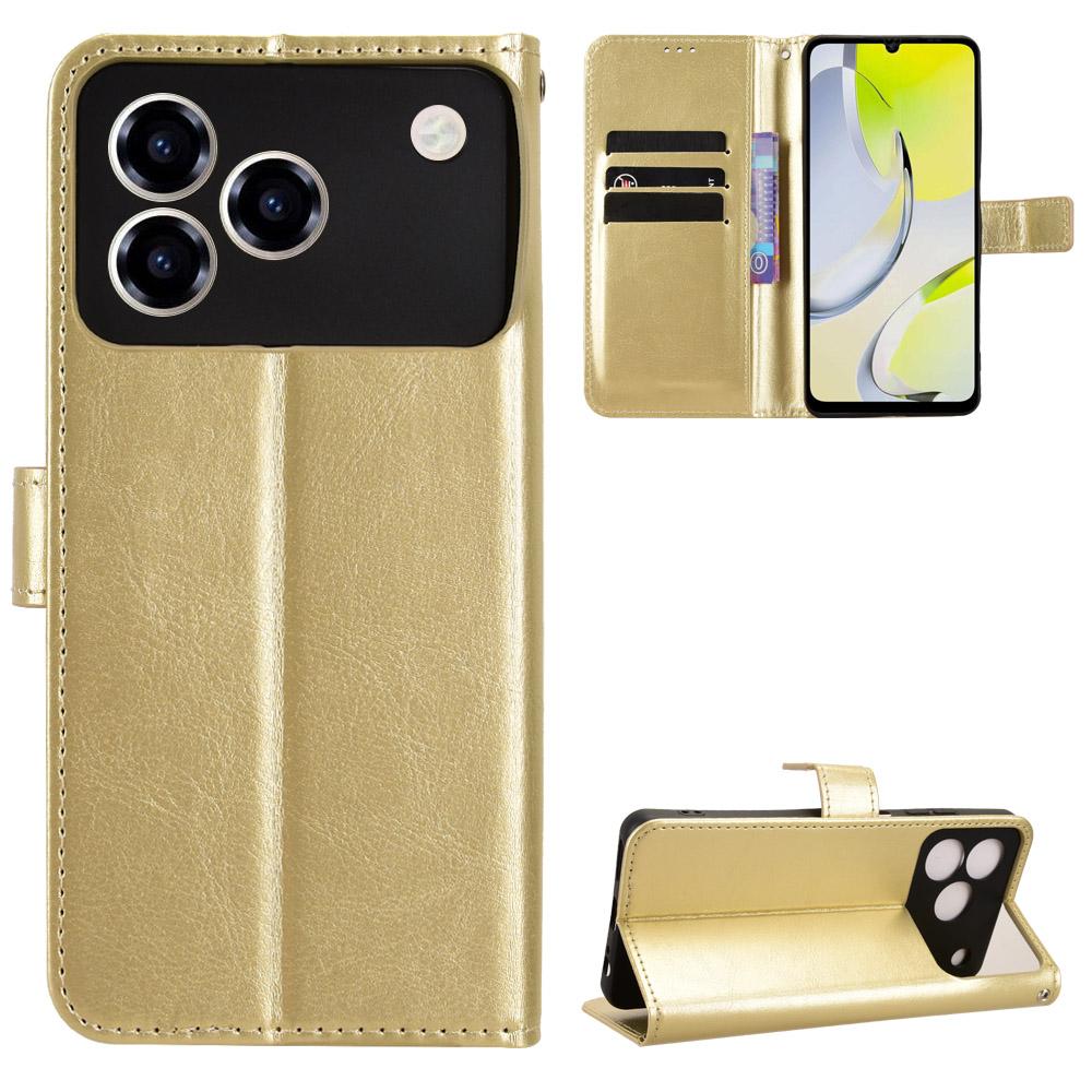 For ZTE Blade A76 4G PU Leather Case with Strap Crazy Horse Texture Phone Wallet Cover