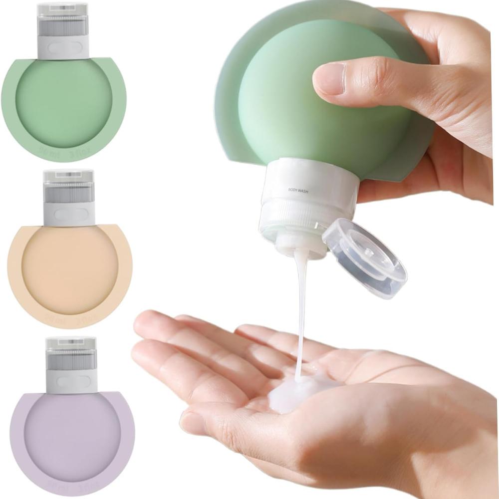 3pcs 90ml Travel Container Wide Mouth Leak Proof Travel Bottle Inverted In Reusable Silicone Travel Toiletries Bottle