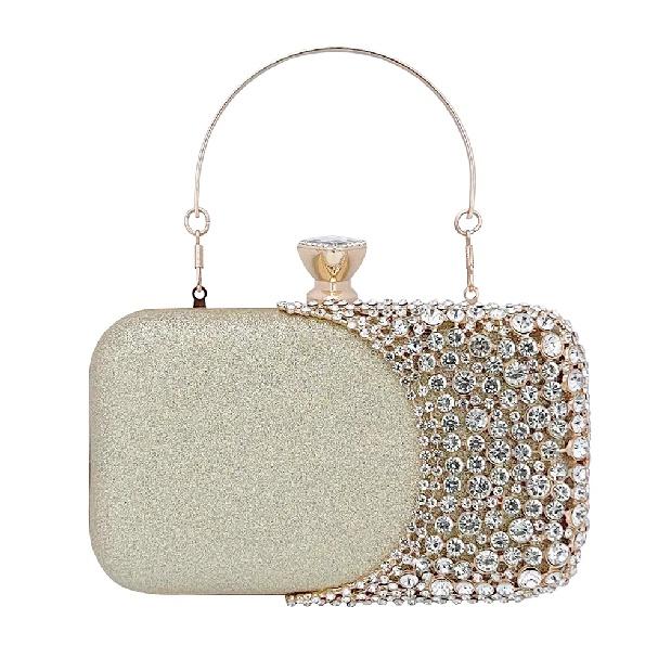 Borsa Pochette da Sera di Cristallo Matrimonio Borsa da Sposa Ballo di Fine Anno Scintillante Borse Pochette da Cena Strass Glitter Borsa a Mano Oro