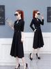 European & American V-Neck Long-Sleeve A-Line Dress - Elegant Spring Mid-Length Style