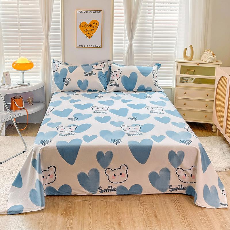 1pc 100% Cotton Bedsheet Cartoon Style Bed Linen Skin-friendly Flat Bed Sheet Adults Kids Sheets Drap De Lit (No Pillowcase)
