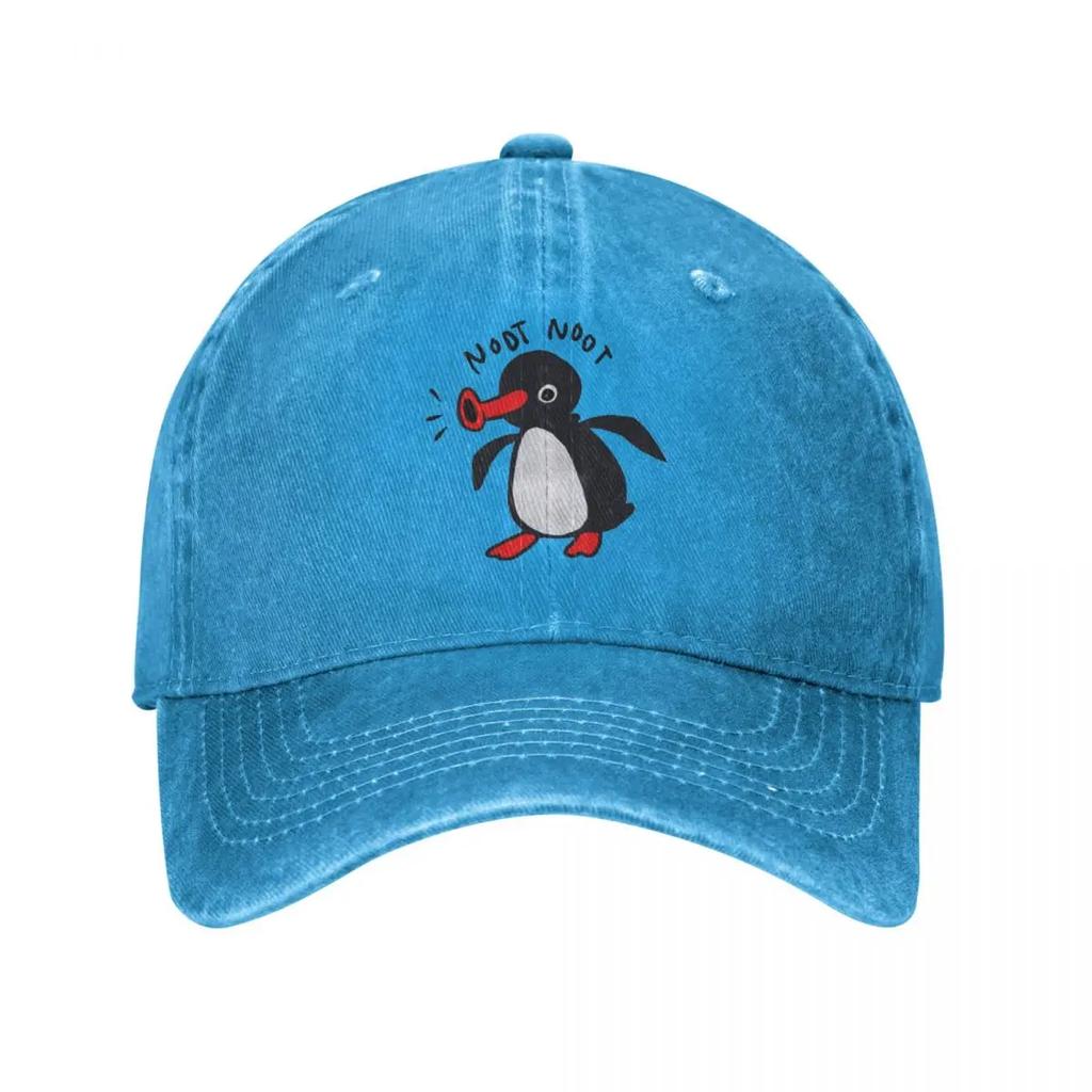 2026 Noot Noot Pingu Retro Funny Baseball Cap Vintage Distressed Denim Snapback Hat Men Women Outdoor Summer Adjustable Fit Caps