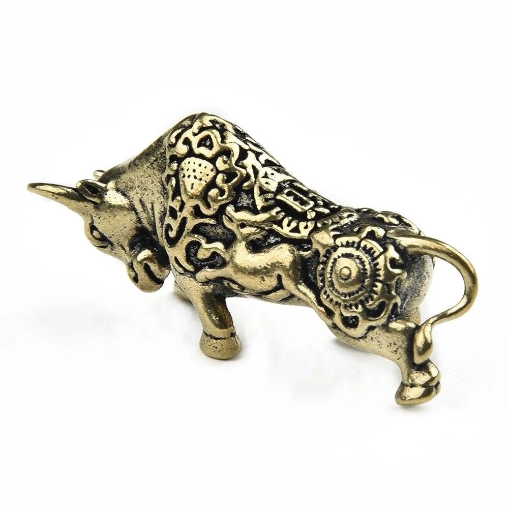 Brass Lucky Bullfighting Statue Copper Animal Miniature Figurine Pendant Home Ornaments
