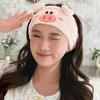 Soft and Absorbent Piggy Heart Headband for Daily Skincare and Makeup Removal Soft Plush Furry Hairband