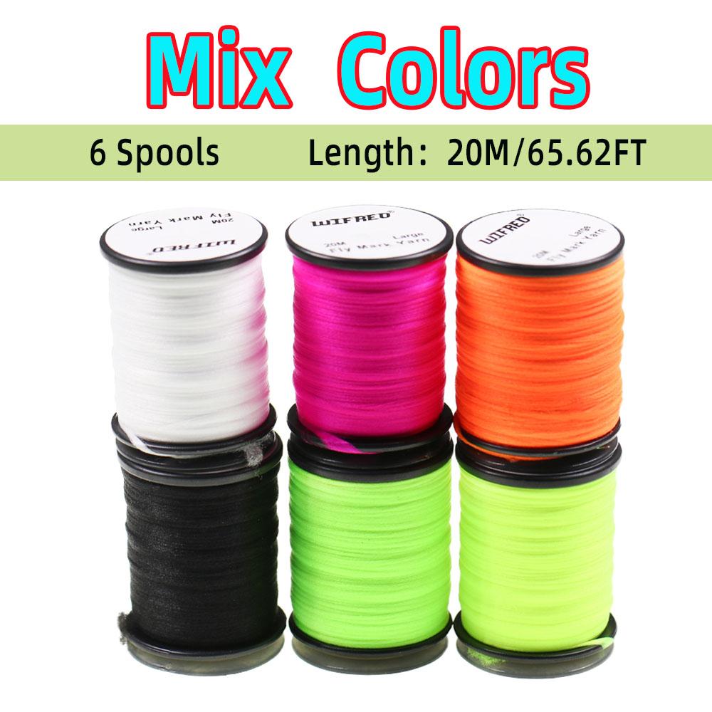 1Spool/6Spools Polypropylene Fly Mark Yarn 6 Colors Available Dubbing Fine Dry Wet Fly Fibers Spinner Wings Fly Tying Parachutes Materials