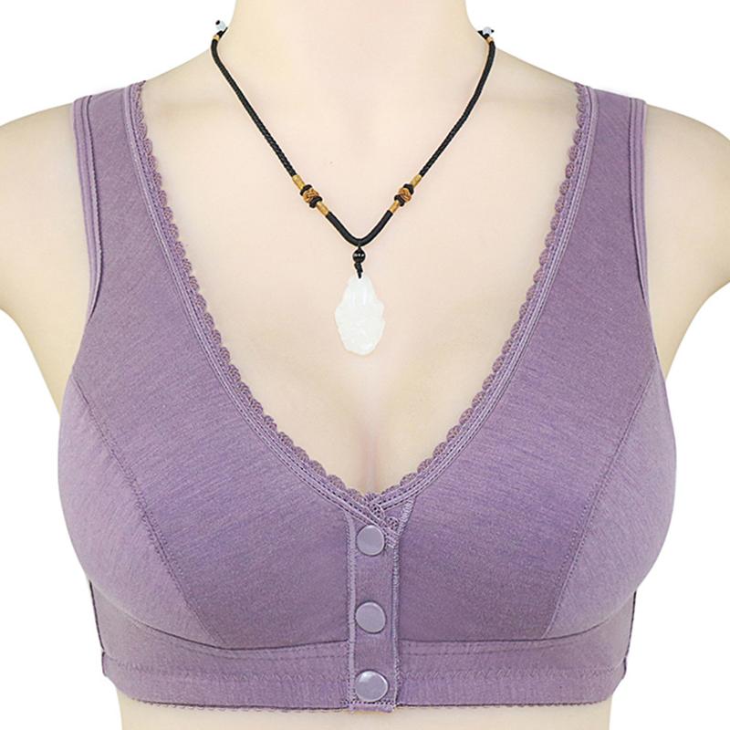 

1 шт. Бюстгальтер пуш-ап з квітковим принтом, застібка спереду, зручна білизна, жіночий бюстгальтер без кісточок, мереживний бюстгальтер, великий бюст, поліефірне волокно 46/105