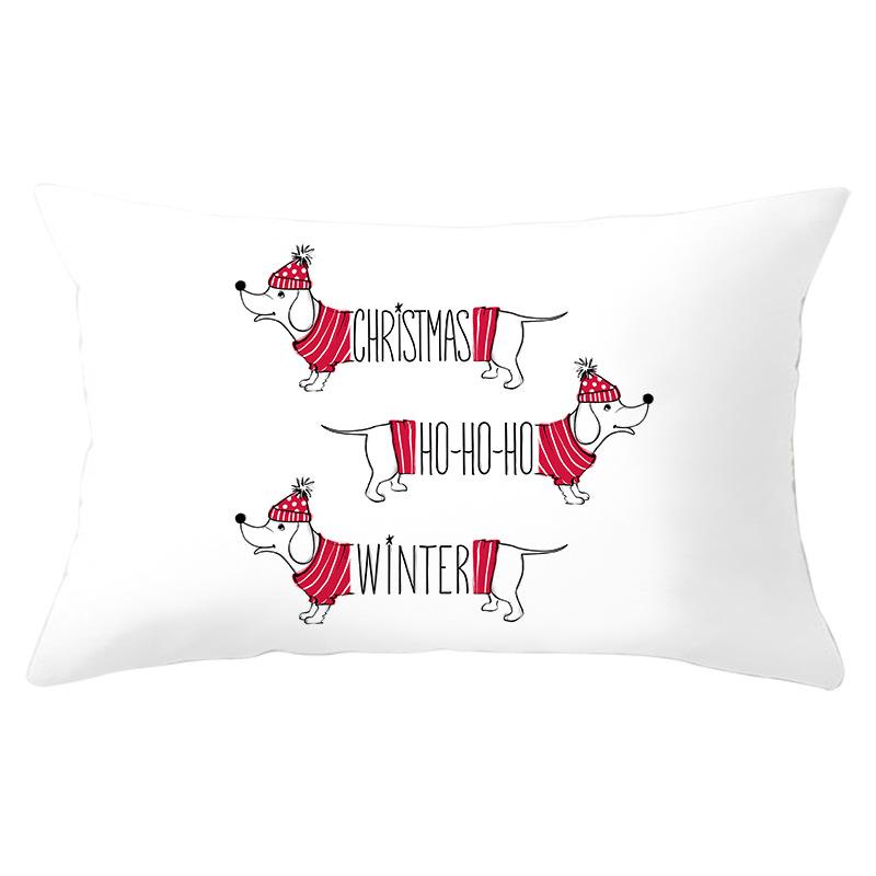 New Christmas Peach Skin Lumbar Pillowcase Cartoon Print Series Sofa Cushion Cover Throw Pillow Cover
