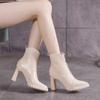 Fashion 2025 New Trendy High Heel Pointed Toe Ankle Boots Women's Shoes Elegant Fashion Front Zipper High Heels Women's Fashion Boots
