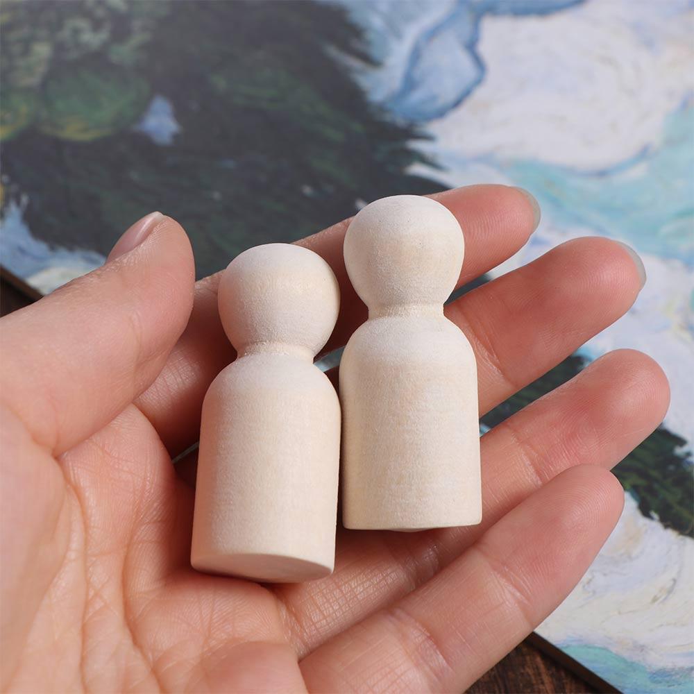 Blank Natural Wood Male Female Wood Crafts Wooden Peg Doll Unpainted Figures Wedding Decoration