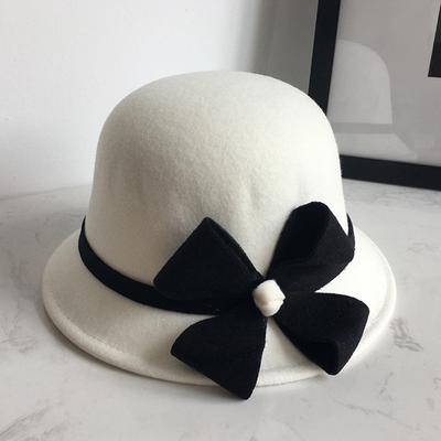 Women'S Hat Autumn And Winter Woolen Top Hat European, American And British Women'S Dome Basin Hat Elegant Versatile Four-Leaf Flower Bucket Hat