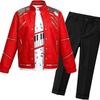 Michael Jackson Performance Costume Threepiece Red Leather Cosplay For Children