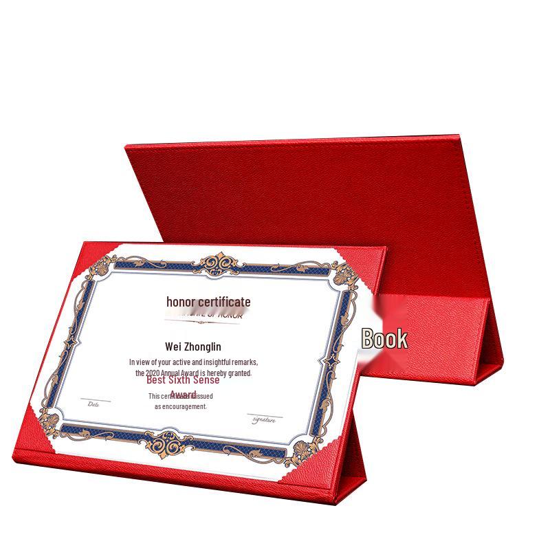 A4 Leather Honor Certificate Stand with Hot Stamping Customization