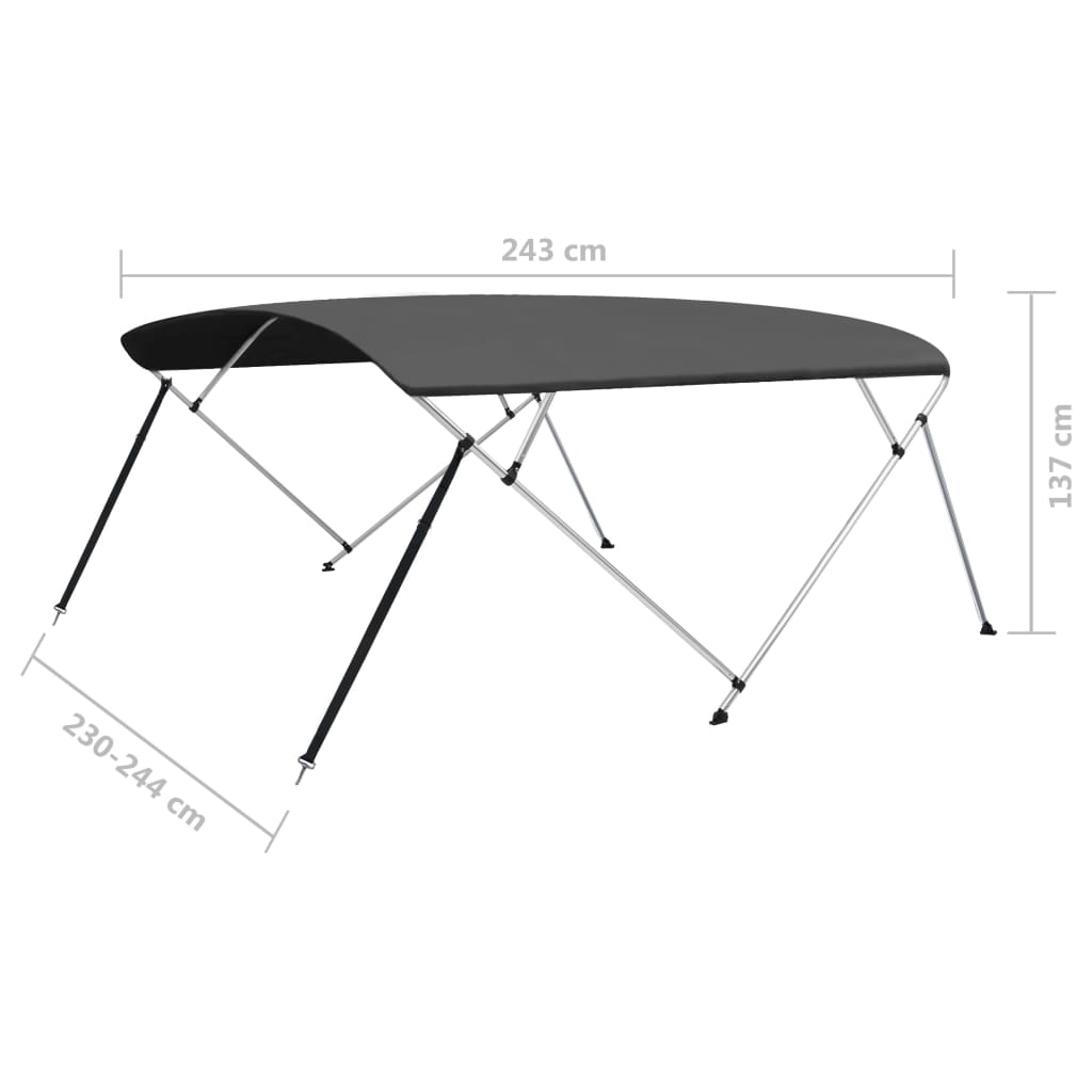 4 Bow Bimini Top Anthracite 243 x (230 244) x 137 cm