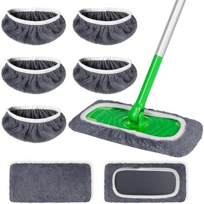 Reusable Mop Pads Wet and Dry Flat Swiffer Mop Cover 8 Pack Washable Swiffer Pads for Surface/Hardwood Floor Cleaning